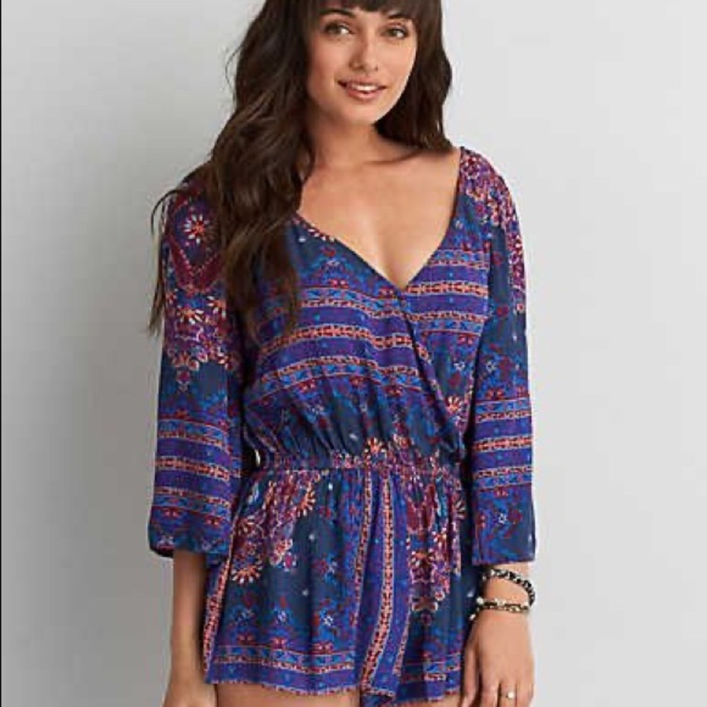 American Eagle Boho Print Romper